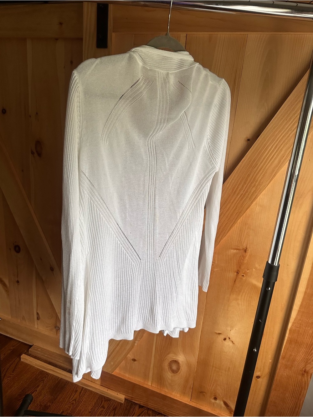 Cyrus White Open-Front Ribbed Cardigan - Picture 3 of 3